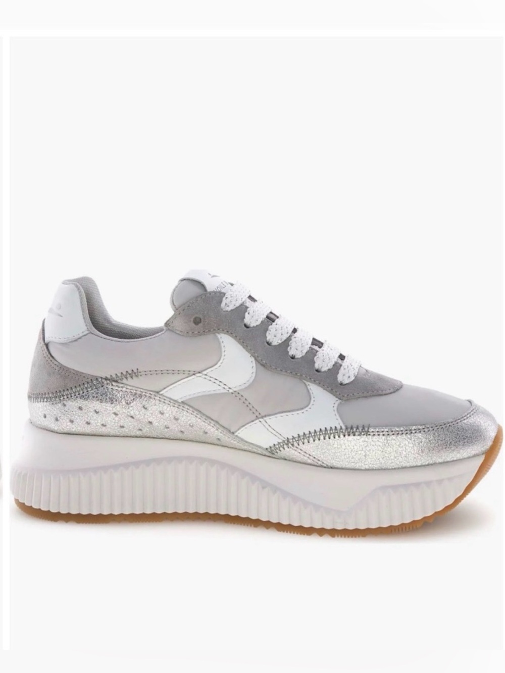 NWT VOILE BLANCHE Lana Fresh Metallic Sneaker in Silver Grey - Picture 4 of 14